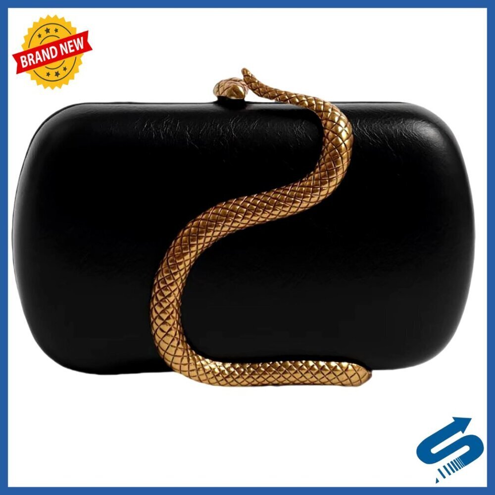 PU Leather Formal Clutch Evening Bag Snake Design Wedding Party Elegant